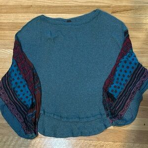 We The Free waffle knit blouson bohemian top